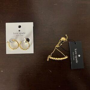 Kate Spade “Full Circle” Light Amethyst Gold Hoops and Adjustable Bracelet